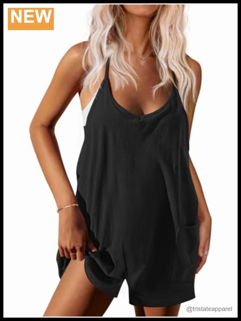 Ekouaer Women's Spaghetti Strap Romper Adjustable Sleeveless Wide Leg Summer